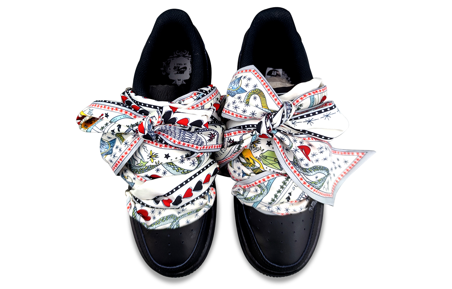 Shop (W) 나이키 에어포스 1 로우 '블랙 실크' (커스텀) DH2920-001(Team50-AF黑女中古绑带QD)