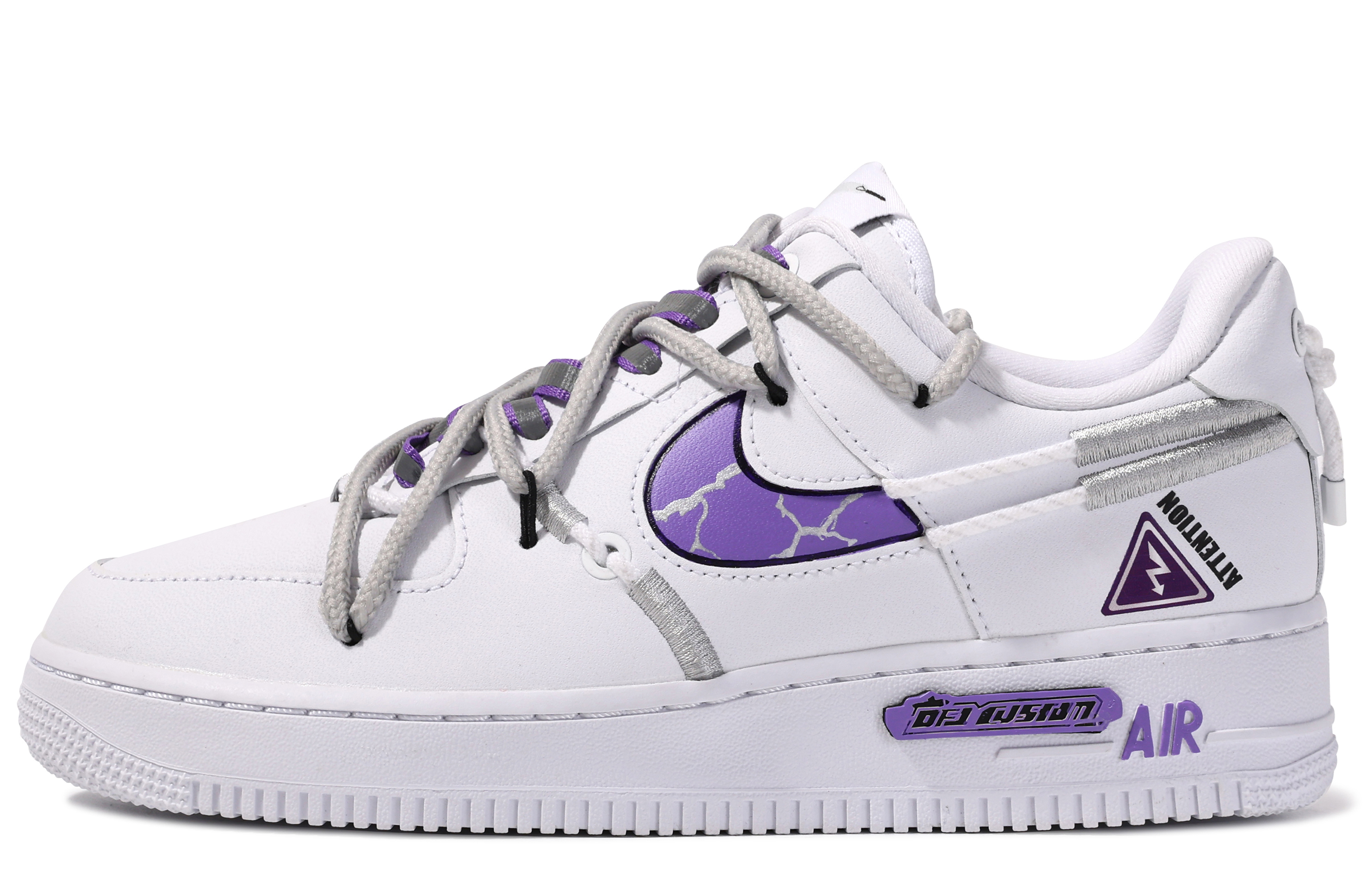 Buy 【客製球鞋】Nike Air Force 1 Low LX 達文西客製 禮盒 危險警告 通用 塗鴉 簡約 低筒 板鞋 女款 白紫