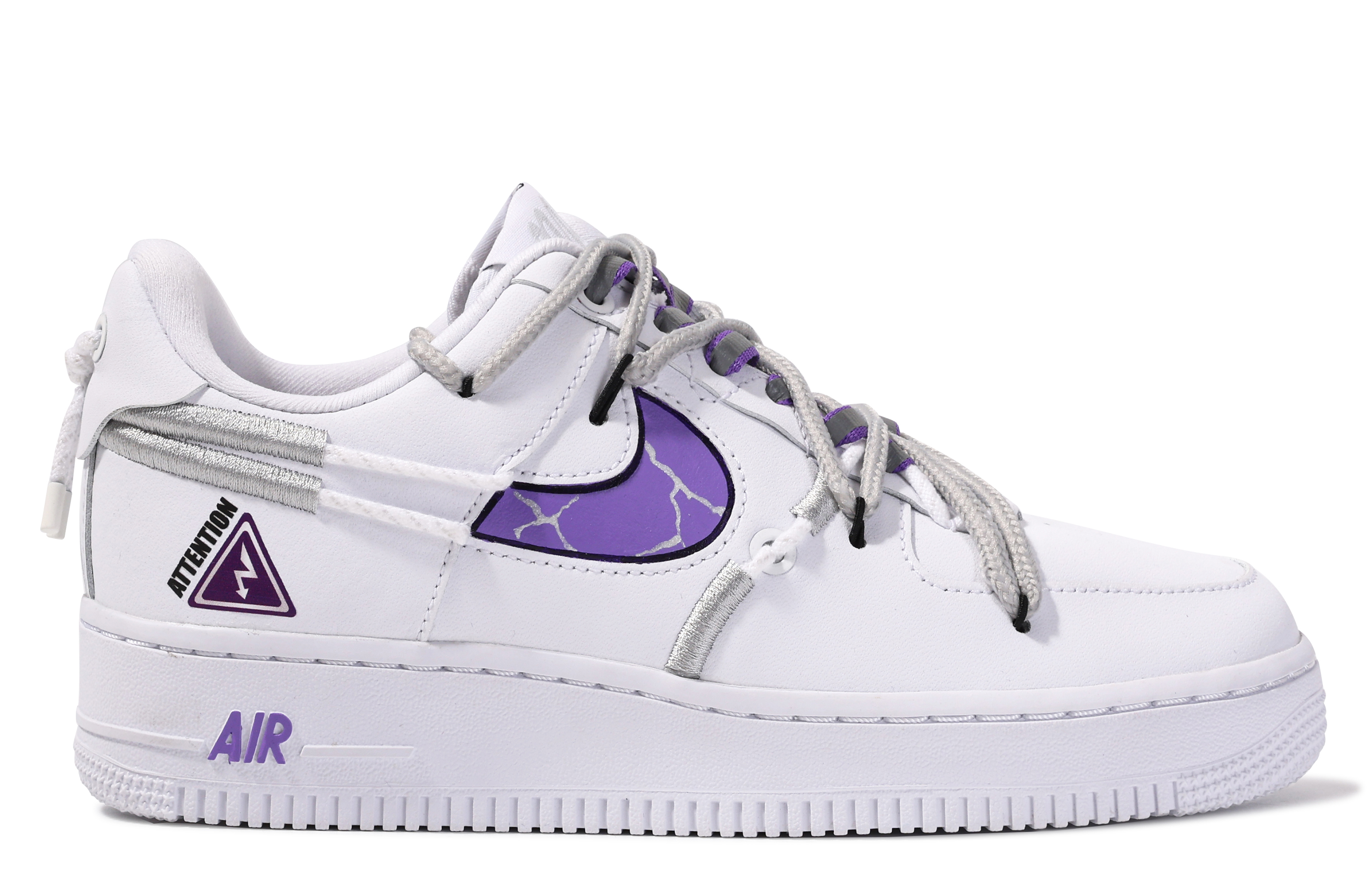 Lookbook 【客製球鞋】Nike Air Force 1 Low LX 達文西客製 禮盒 危險警告 通用 塗鴉 簡約 低筒 板鞋 女款 白紫