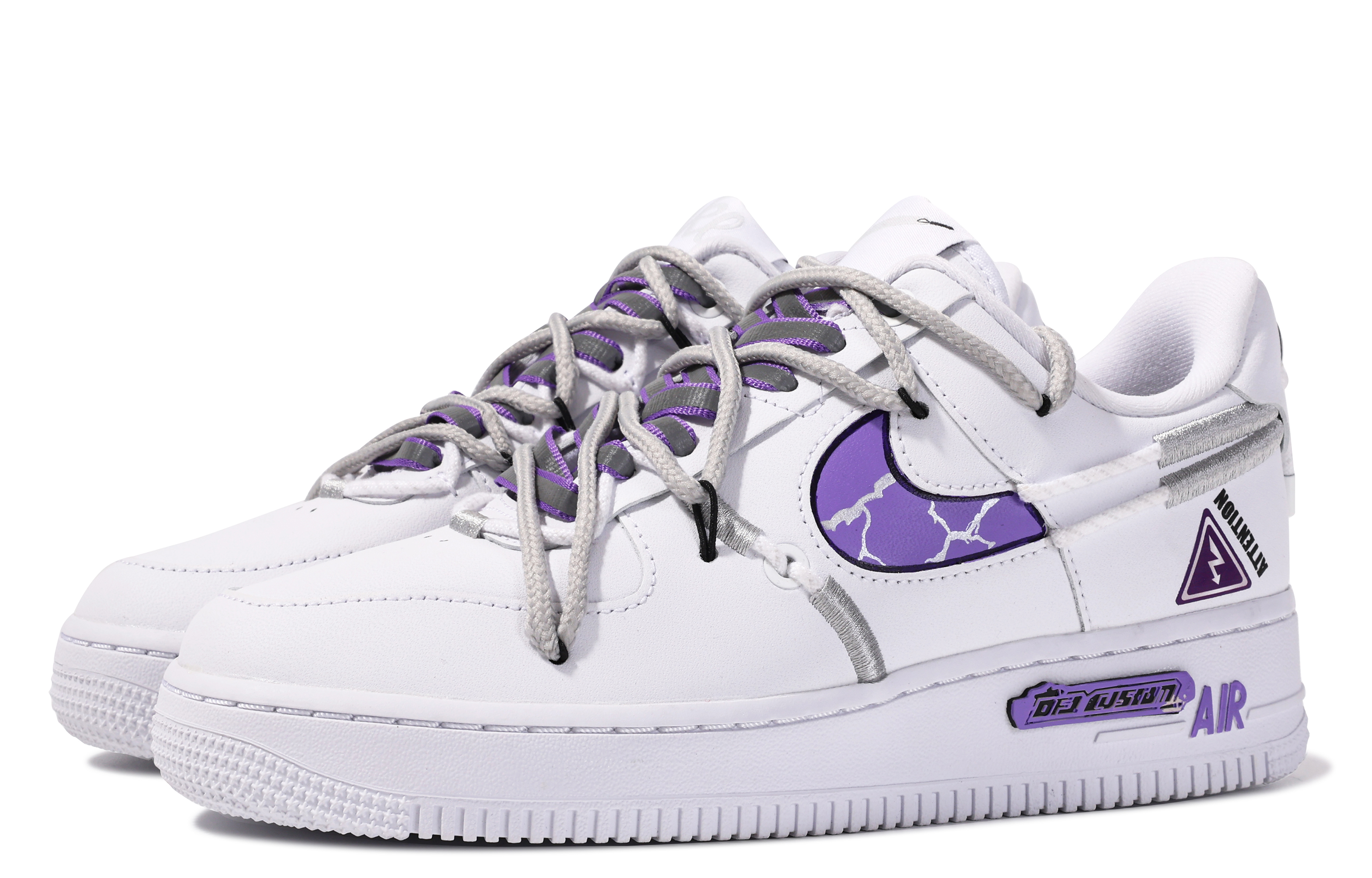 Shop 【客製球鞋】Nike Air Force 1 Low LX 達文西客製 禮盒 危險警告 通用 塗鴉 簡約 低筒 板鞋 女款 白紫