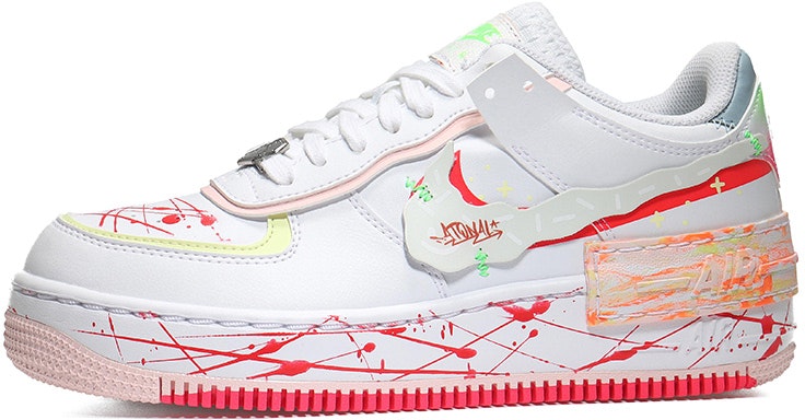 custom-shoes-women-nike-air-force-1-low-shadow-white-red-pink-splatter