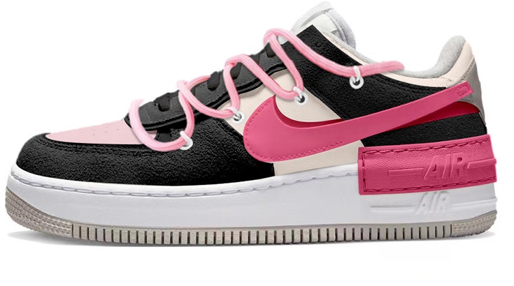 custom-shoes-women-nike-air-force-1-low-shadow-pink-black-shibuya-gyaru-y2-k-deconstructed-strap