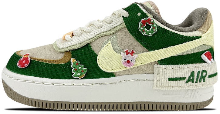 custom-shoes-women-nike-air-force-1-low-shadow-christmas-patchwork-brown-green