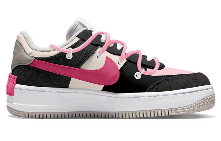 Order (W) 【カスタムシューズ】ナイキ AF1 ロー シャドウ '渋谷ギャル Y2Kデコンストラップ' FB7172-111(TeamY-女款涩谷辣妹粉黑)