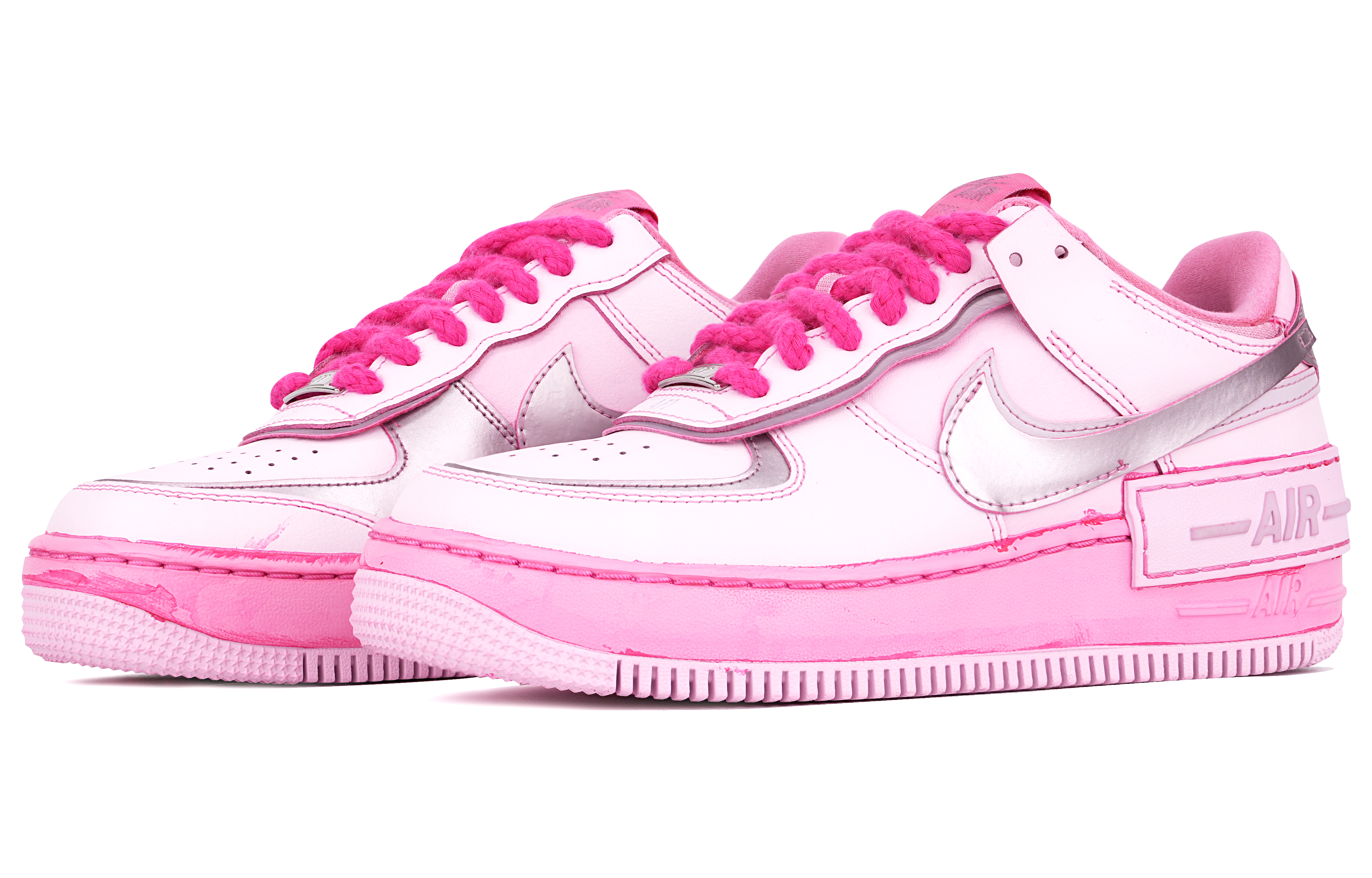 Lookbook (W) ナイキ AF1 シャドウ Y2K ピンクシルバー (カスタム) CI0919-119(TeamTen-女款Y2K辣妹粉浸染)