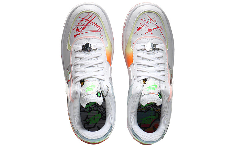 Shop (W) [Kasut Custom] Nike Air Force 1 Low Shadow 'Putih Merah Jambu Percikan' DV1364-111(Team10-红泼墨女白QD)