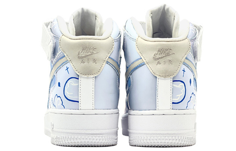 Shop (W) 나이키 에어포스 1 미드 '07 '캠퍼스 페이즐리 블루-화이트' (커스텀) DD9625-100(TeamS-高校腰果花)