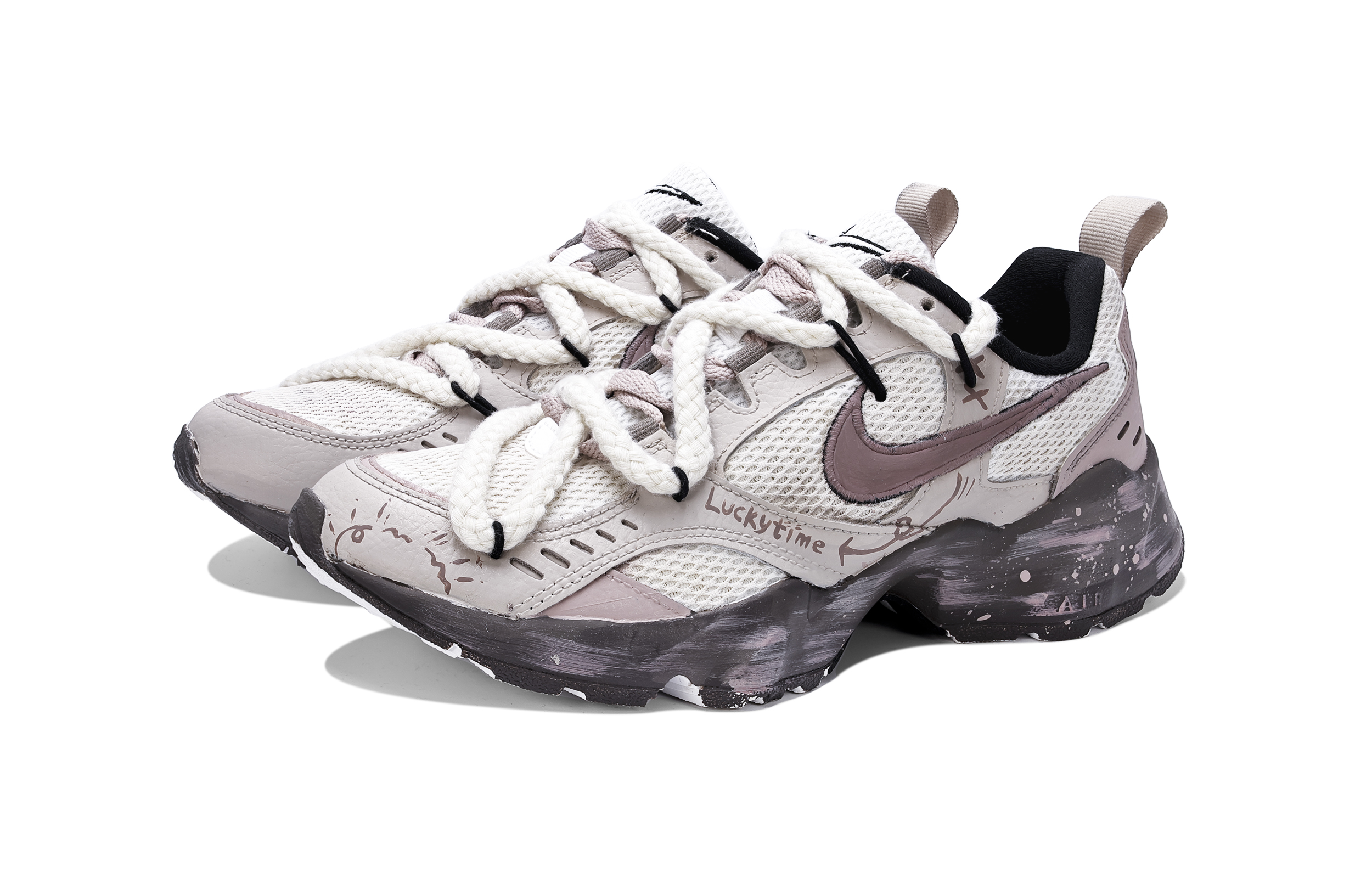 Shop 【客製球鞋】Nike Air Heights 心動返航 織物 精緻 減震防滑耐磨 低筒 生活休閒鞋 女款 玫瑰棕