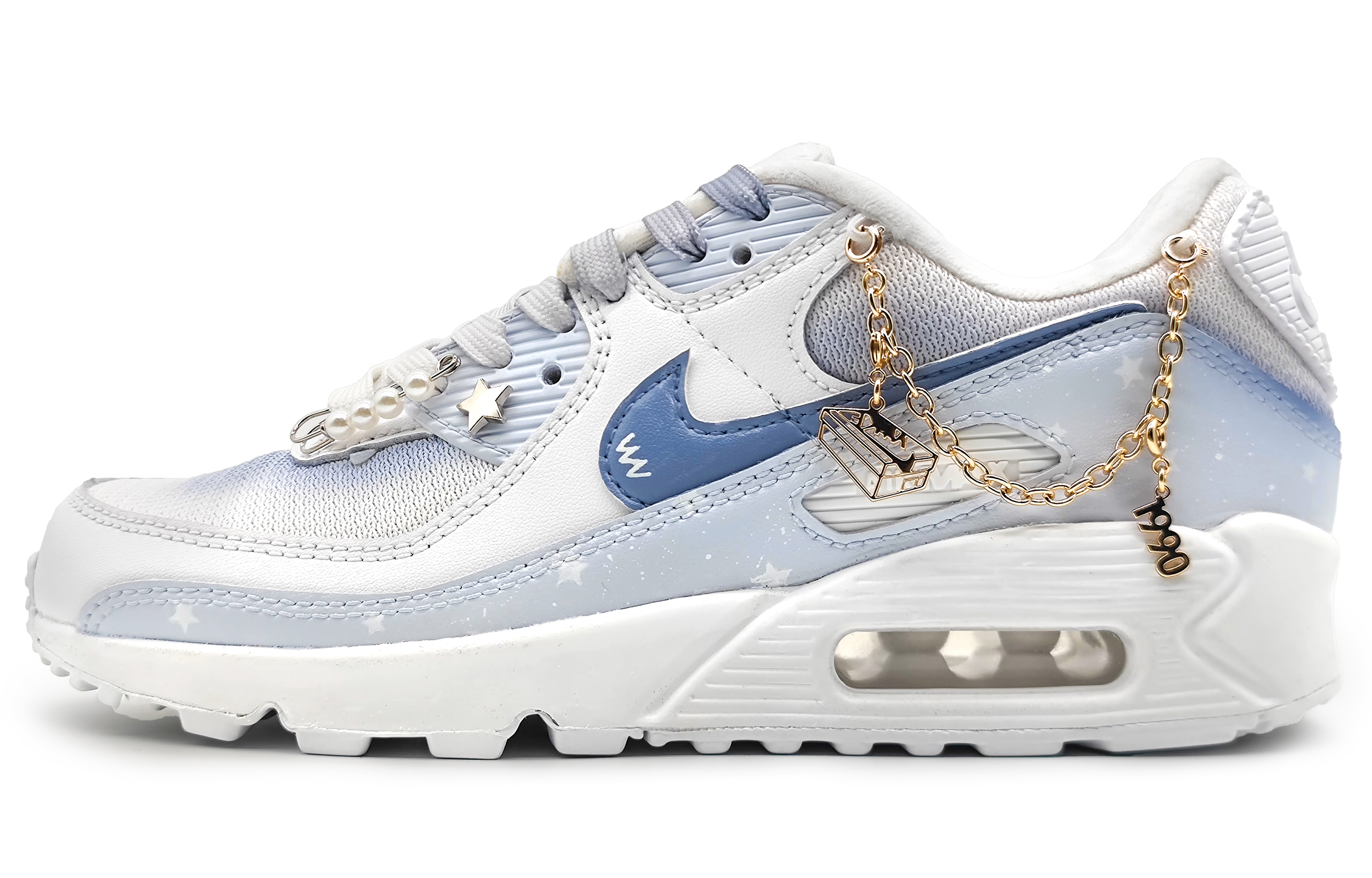 Order 【訂製球鞋】 Nike Air Max 90 專心打造 星織 星河閃耀 網絡布材 過渡色簡約 減震防滑耐磨 低筒 休閒鞋 女款 紫色