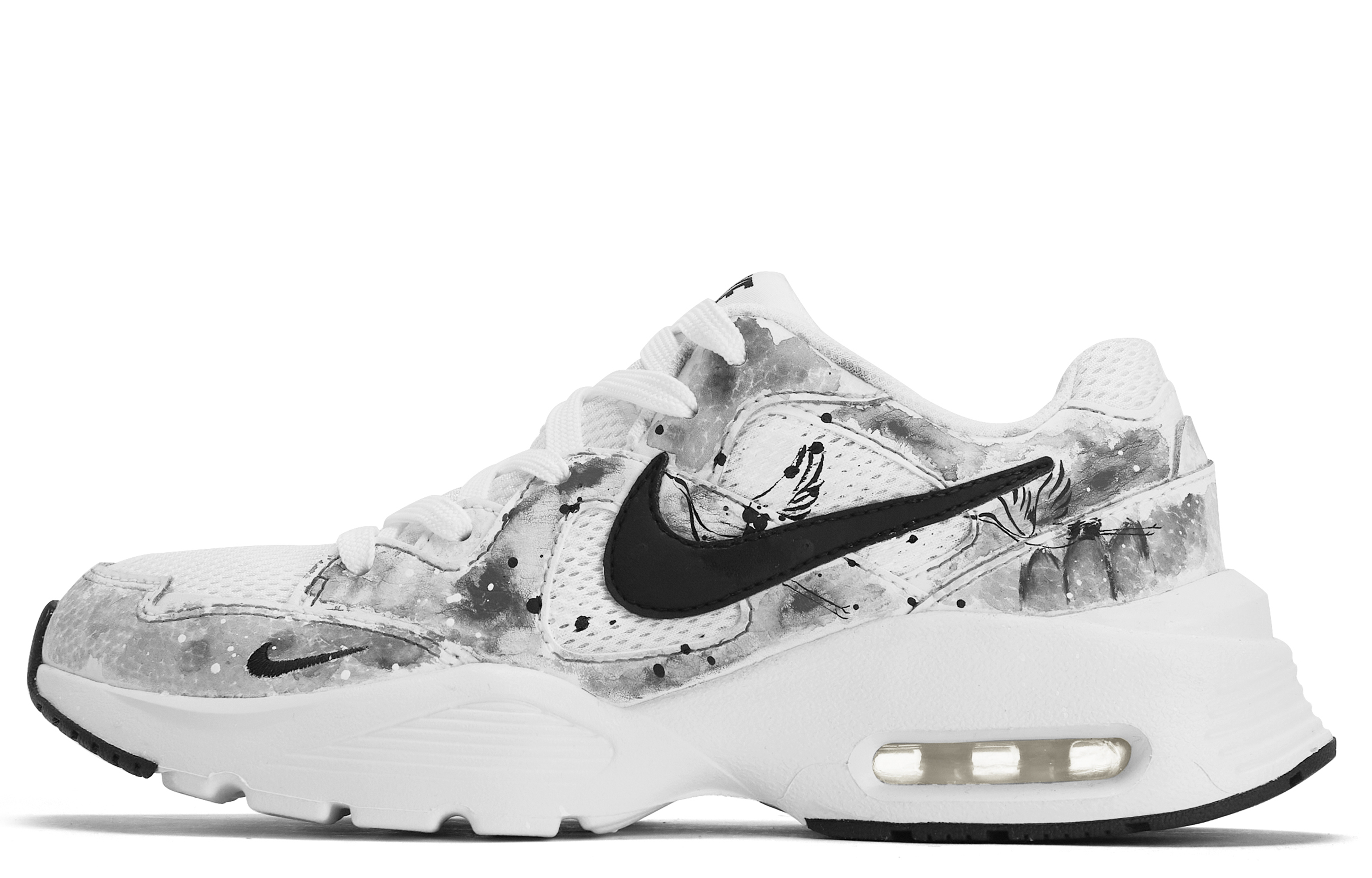 Order 【訂製球鞋】 Nike Air Max Fusion 達文西訂製 禮盒 滴水成墨 浸染 塗鴉 國風 水墨 簡約 百搭 輕便 低筒 生活休閒鞋 女款 灰白黑