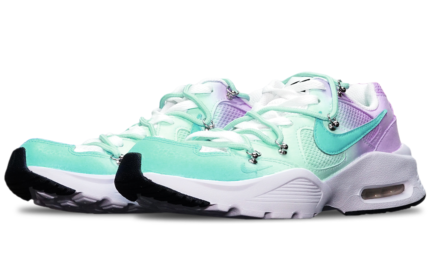 Lookbook 【訂製球鞋】 Nike Air Max Fusion 氣墊 耐磨 馬卡龍 三色漸變 解構雙鞋帶 低筒 跑步鞋 女款 藍紫