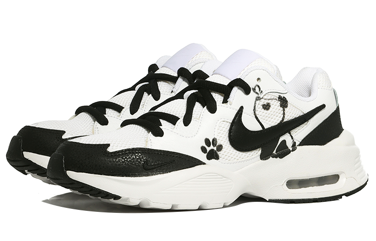 Lookbook 【客製球鞋】Nike Air Max Fusion 中式國風 墨繪大熊貓 復古輕盈防震 耐磨 低筒 跑步鞋 女款 白黑