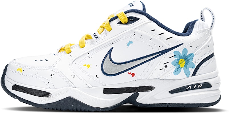 【定製球鞋】Nike Air Monarch 4 碎冰藍花 潑墨 增高 復古休閒 低幫 老爹鞋 女款 白藍 Buy 【定製球鞋】Nike Air Monarch 4 碎冰藍花 潑墨 增高 復古休閒 低幫 老爹鞋 女款 白藍