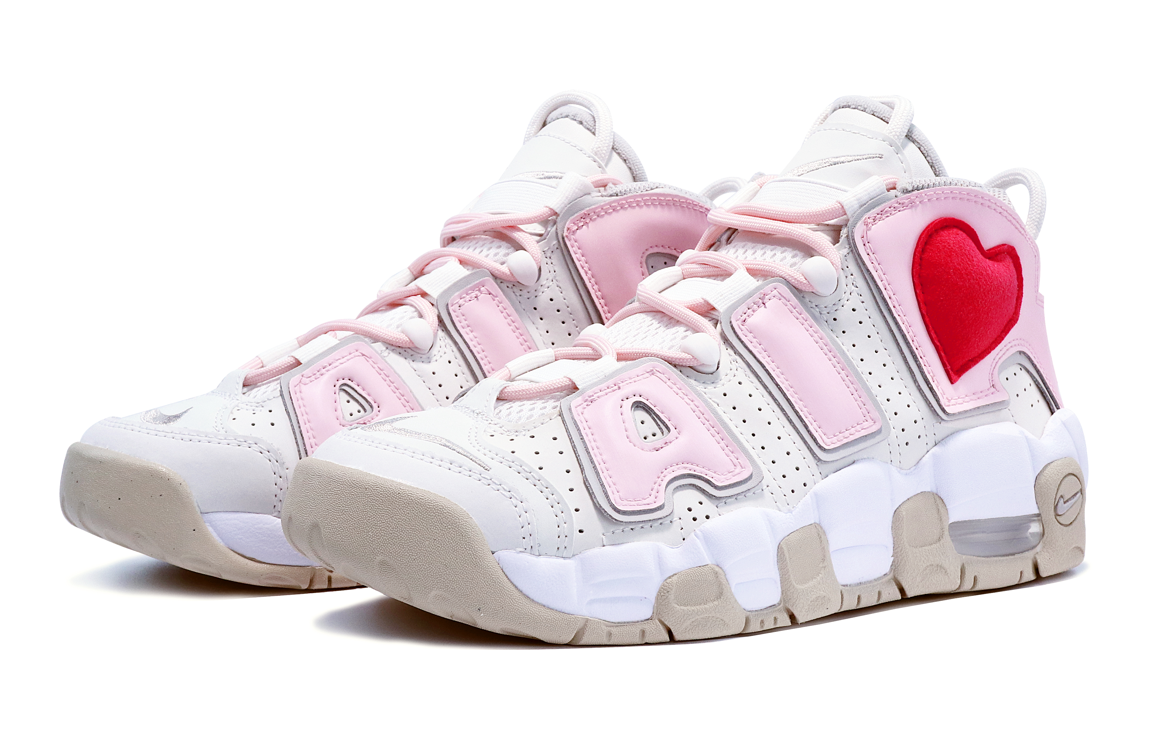 Lookbook (W) [カスタムシューズ] (レディース) ナイキ エア モア アップテンポ 'マカロンクリームハーツ' DM1023-001(TeamTen-女款立体爱心)