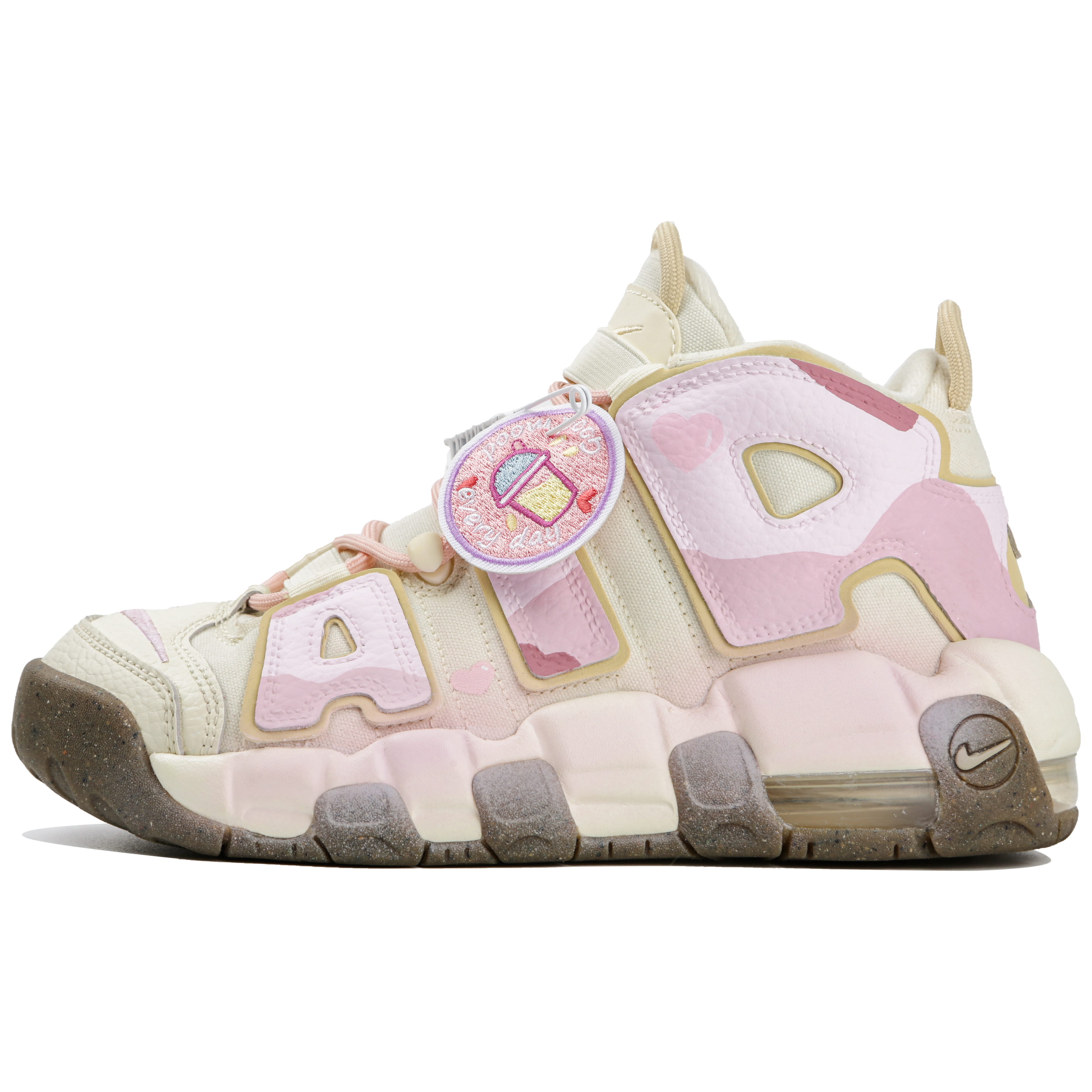Buy 【定制球鞋】Nike Air More Uptempo 草莓牛奶冰 童心未泯 清新 甜妹 中幫 復古籃球鞋 女款 米粉