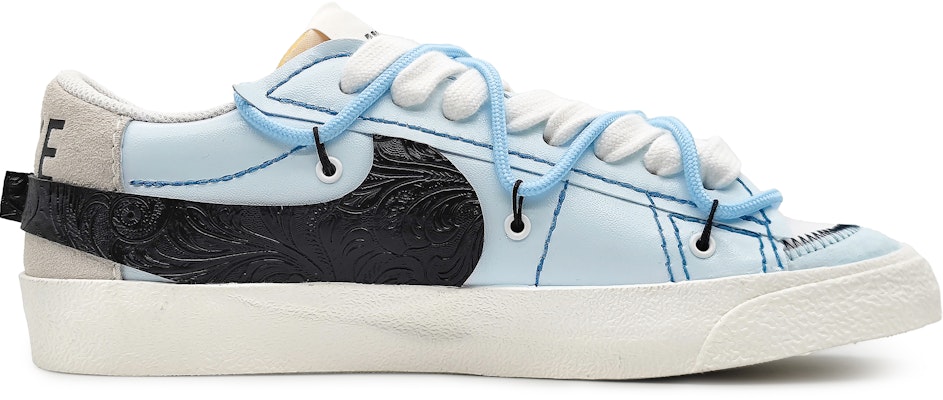 【定製球鞋】Nike Blazer Low 77 Jumbo 拼接縫線 浮雕皮貼 刻花解構 簡約色彩 低筒 板鞋 女款 藍棕 Order 【定製球鞋】Nike Blazer Low 77 Jumbo 拼接縫線 浮雕皮貼 刻花解構 簡約色彩 低筒 板鞋 女款 藍棕