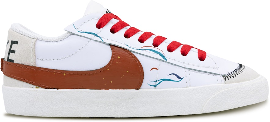 (W) 나이키 블레이저 로우 77 점보 '사슴 수묵화' (레드/화이트) DQ1470-101(Team43-女款九色鹿) Order (W) 나이키 블레이저 로우 77 점보 '사슴 수묵화' (레드/화이트) DQ1470-101(Team43-女款九色鹿)