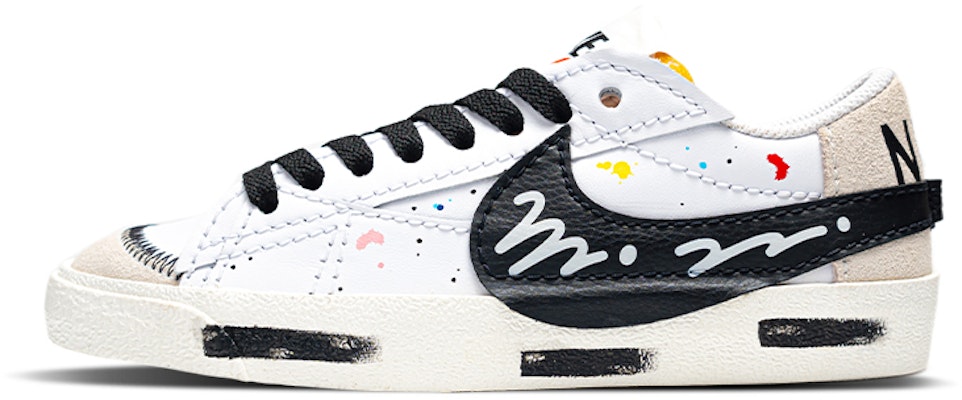 【定製球鞋】 Nike Blazer Low 77 Jumbo 塗鴉潑墨 復古休閒 低筒 板鞋 女款 黑白灰 Buy 【定製球鞋】 Nike Blazer Low 77 Jumbo 塗鴉潑墨 復古休閒 低筒 板鞋 女款 黑白灰