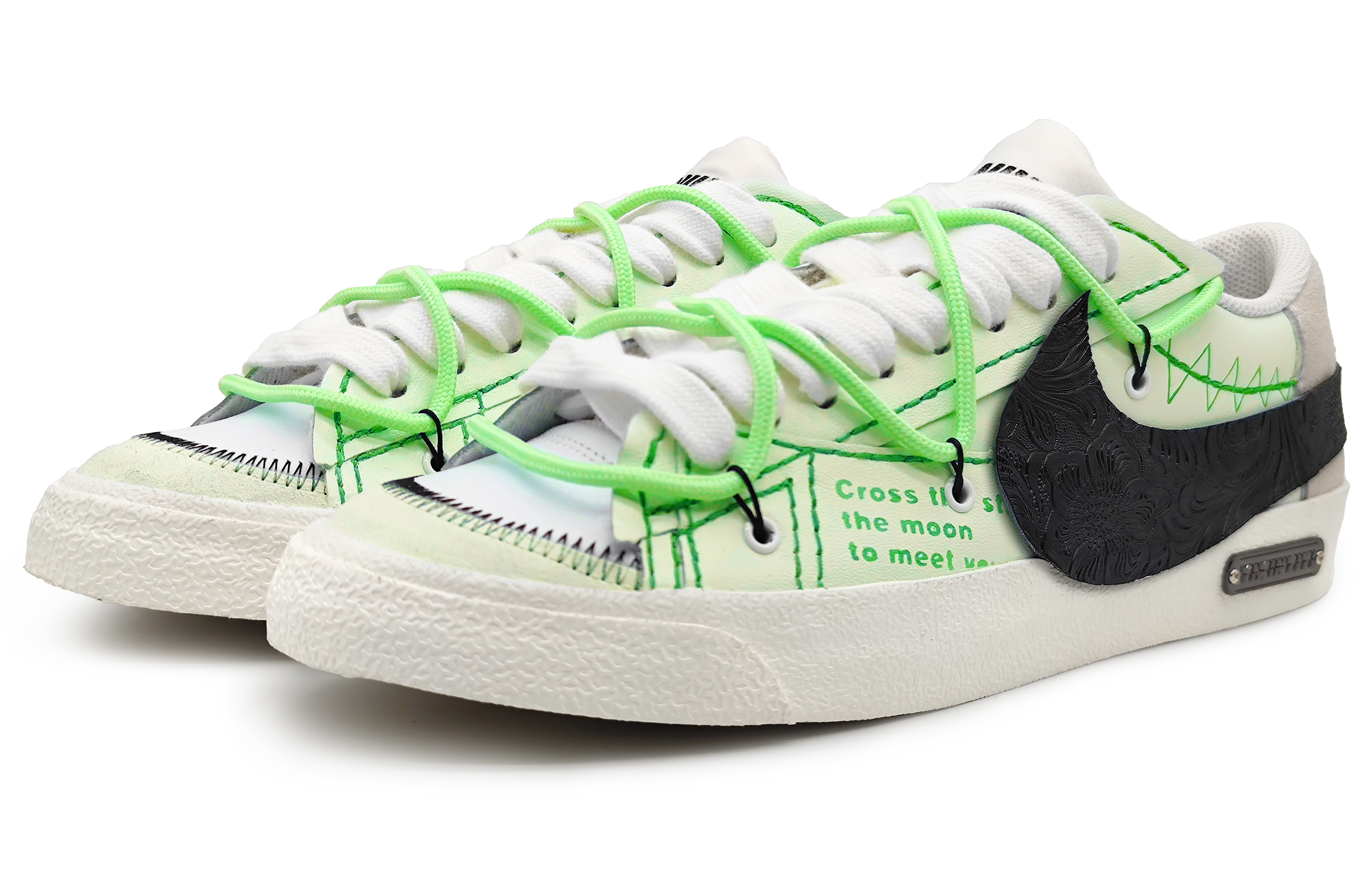 Lookbook (W) Zapatillas Nike Blazer Low 77 Jumbo 'Parche Verde-Marrón' DQ1470-101(Team16-女款拼接缝线绿)