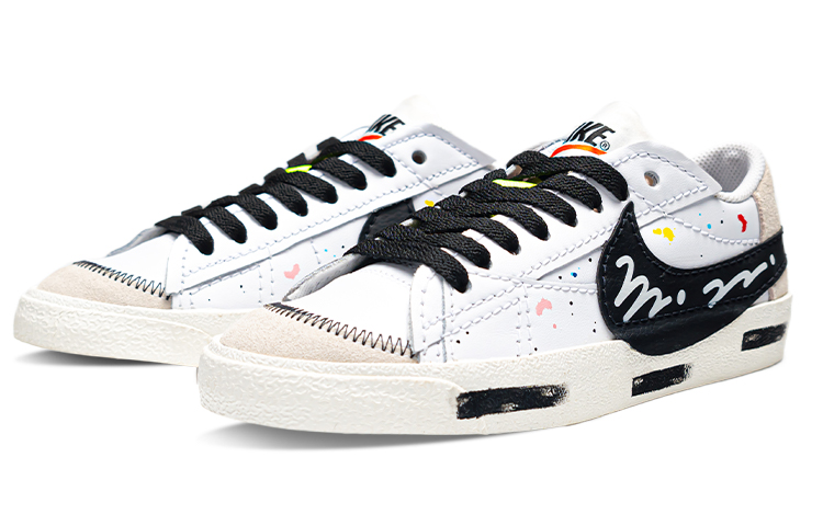 Lookbook 【定製球鞋】 Nike Blazer Low 77 Jumbo 塗鴉潑墨 復古休閒 低筒 板鞋 女款 黑白灰