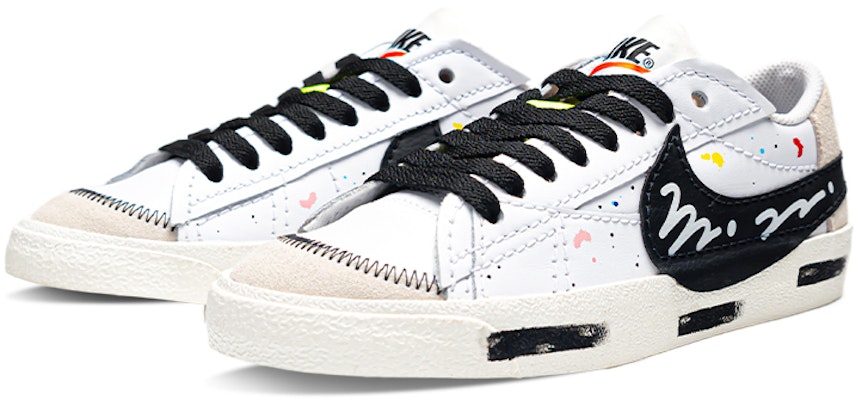 【定製球鞋】 Nike Blazer Low 77 Jumbo 塗鴉潑墨 復古休閒 低筒 板鞋 女款 黑白灰 Lookbook 【定製球鞋】 Nike Blazer Low 77 Jumbo 塗鴉潑墨 復古休閒 低筒 板鞋 女款 黑白灰