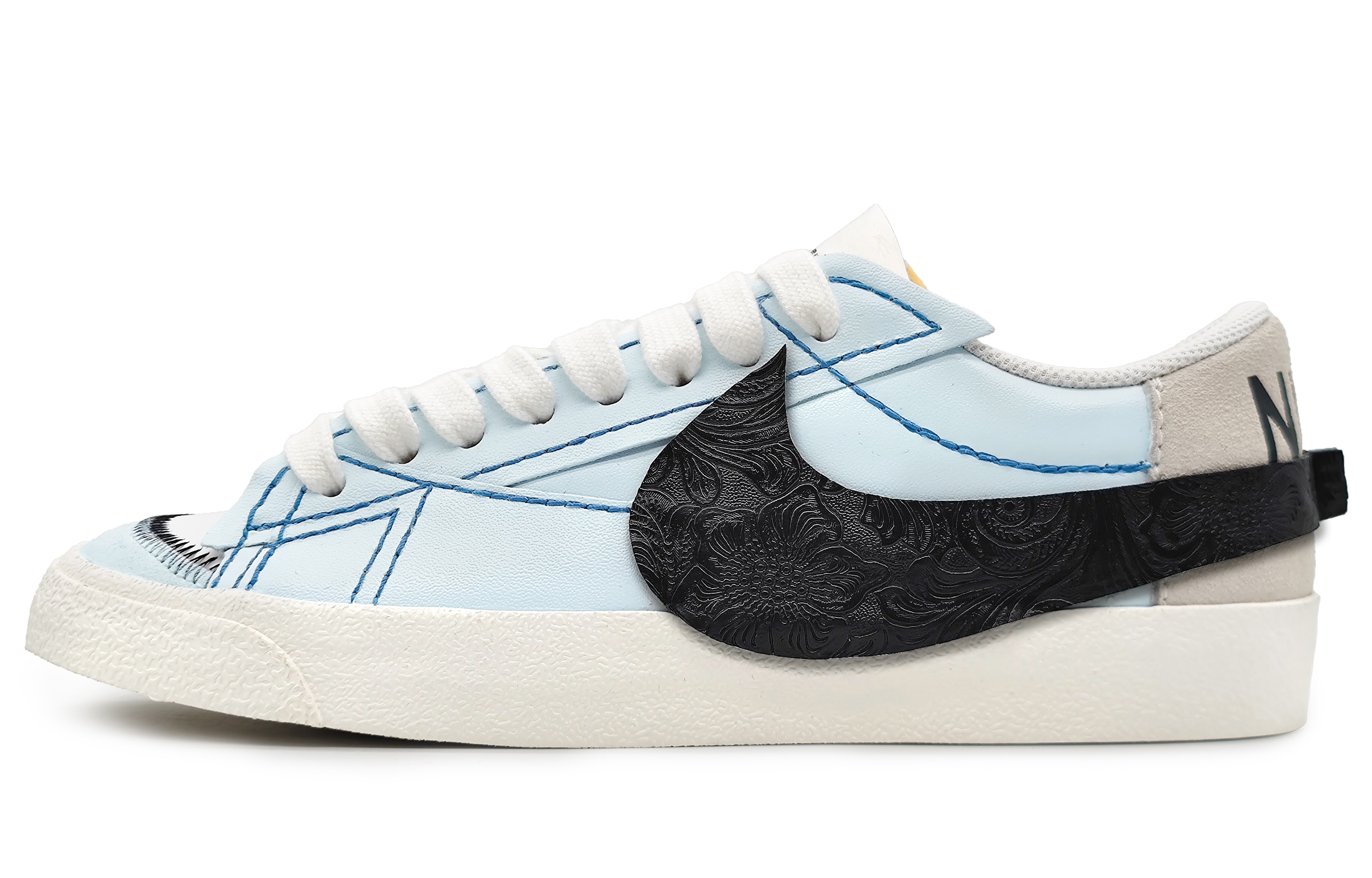 Buy (W) [Sepatu Kustom] Nike Blazer Low '77 Jumbo 'Biru Coklat' DQ1470-101(Team16-女款极简拼接蓝)