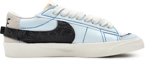【客製球鞋】Nike Blazer Low 77 Jumbo 極簡拼接 雕花皮勾 浮雕 皮貼 低筒 板鞋 女款 藍棕 Order 【客製球鞋】Nike Blazer Low 77 Jumbo 極簡拼接 雕花皮勾 浮雕 皮貼 低筒 板鞋 女款 藍棕