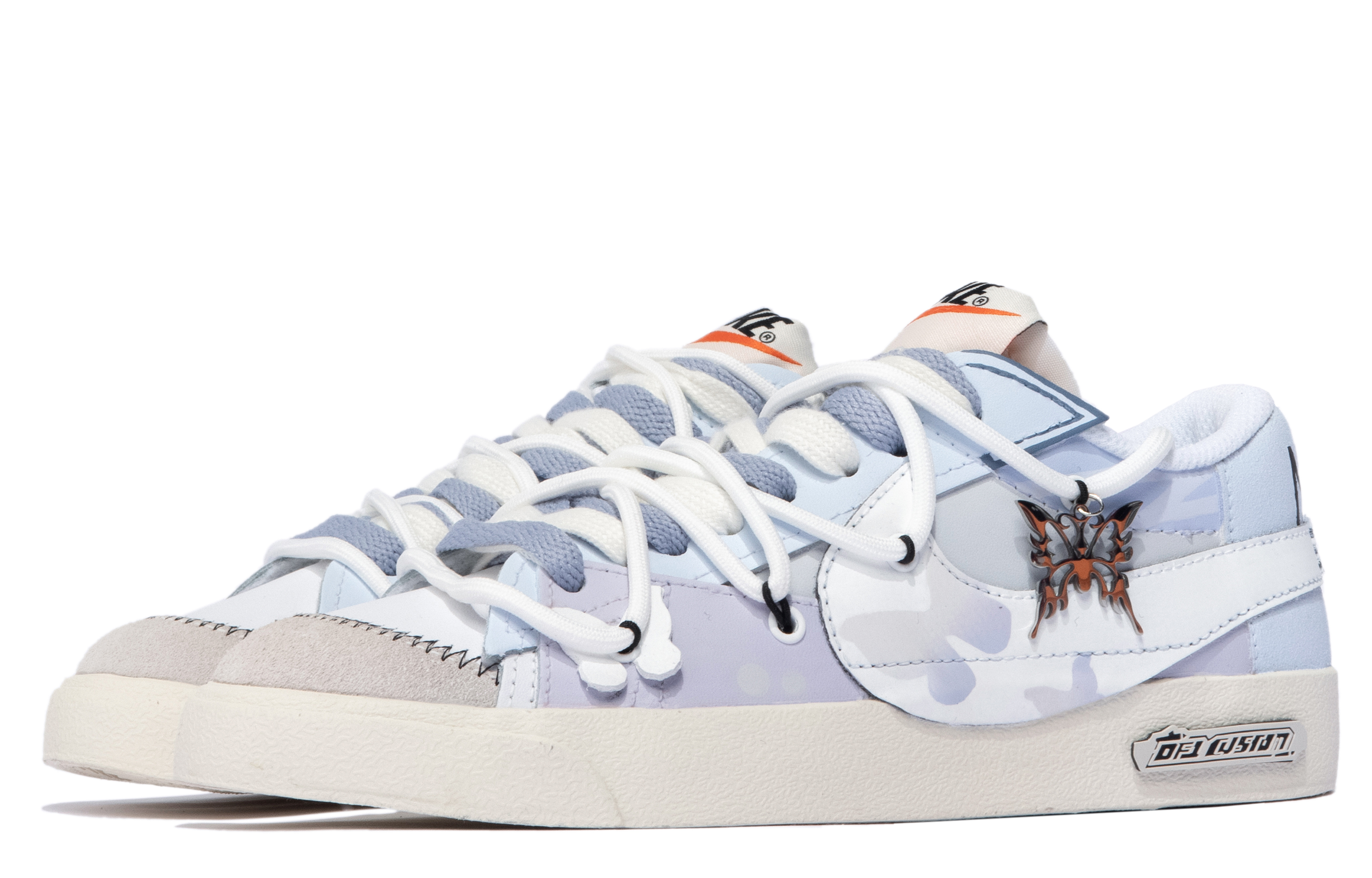 Lookbook 【訂製球鞋】Nike Blazer Low '77 Jumbo 特殊鞋盒 破繭 蝴蝶 簡約 低筒 板鞋 女款 米白藍紫