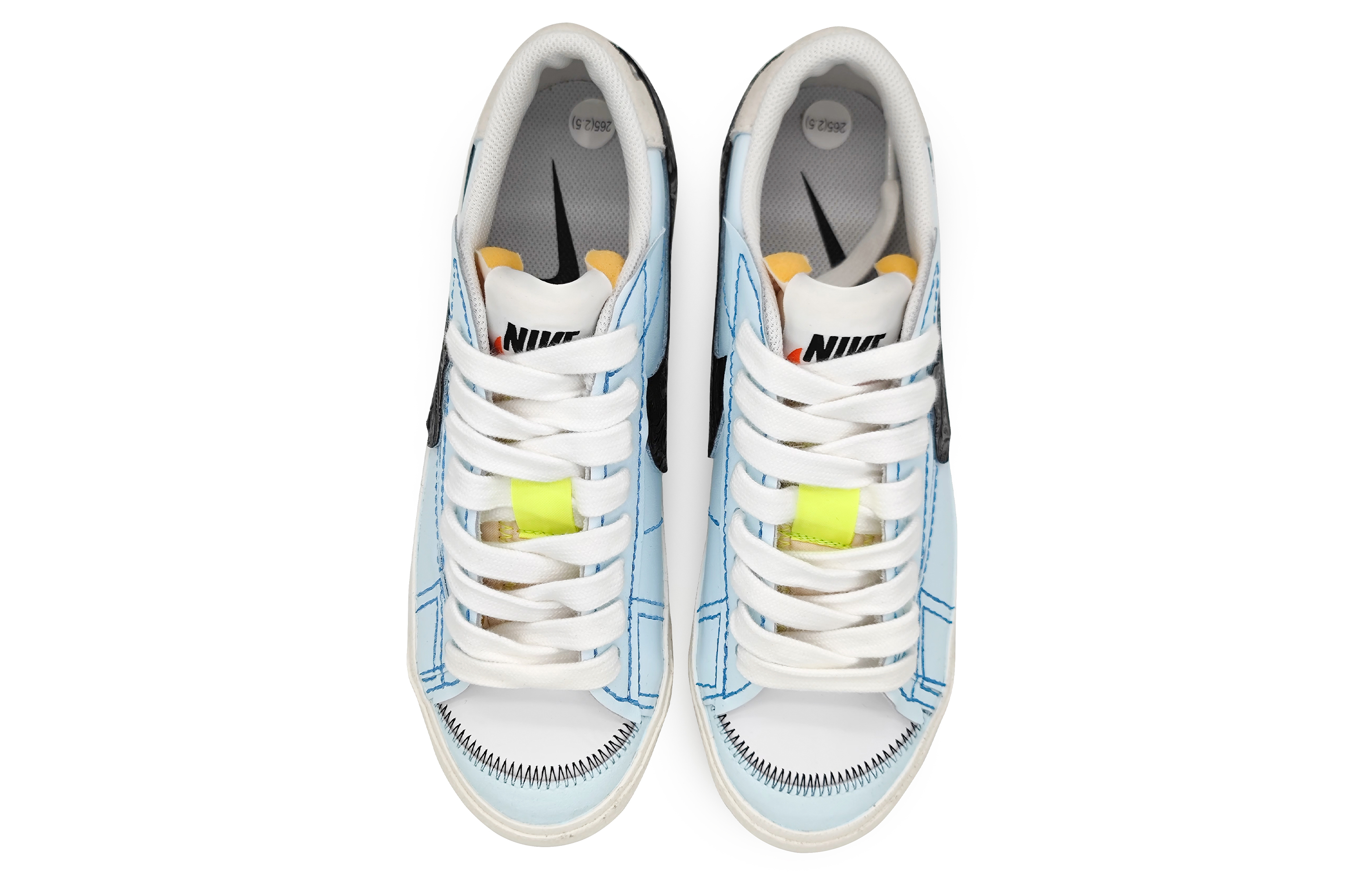 Shop (W) [Sepatu Kustom] Nike Blazer Low '77 Jumbo 'Biru Coklat' DQ1470-101(Team16-女款极简拼接蓝)