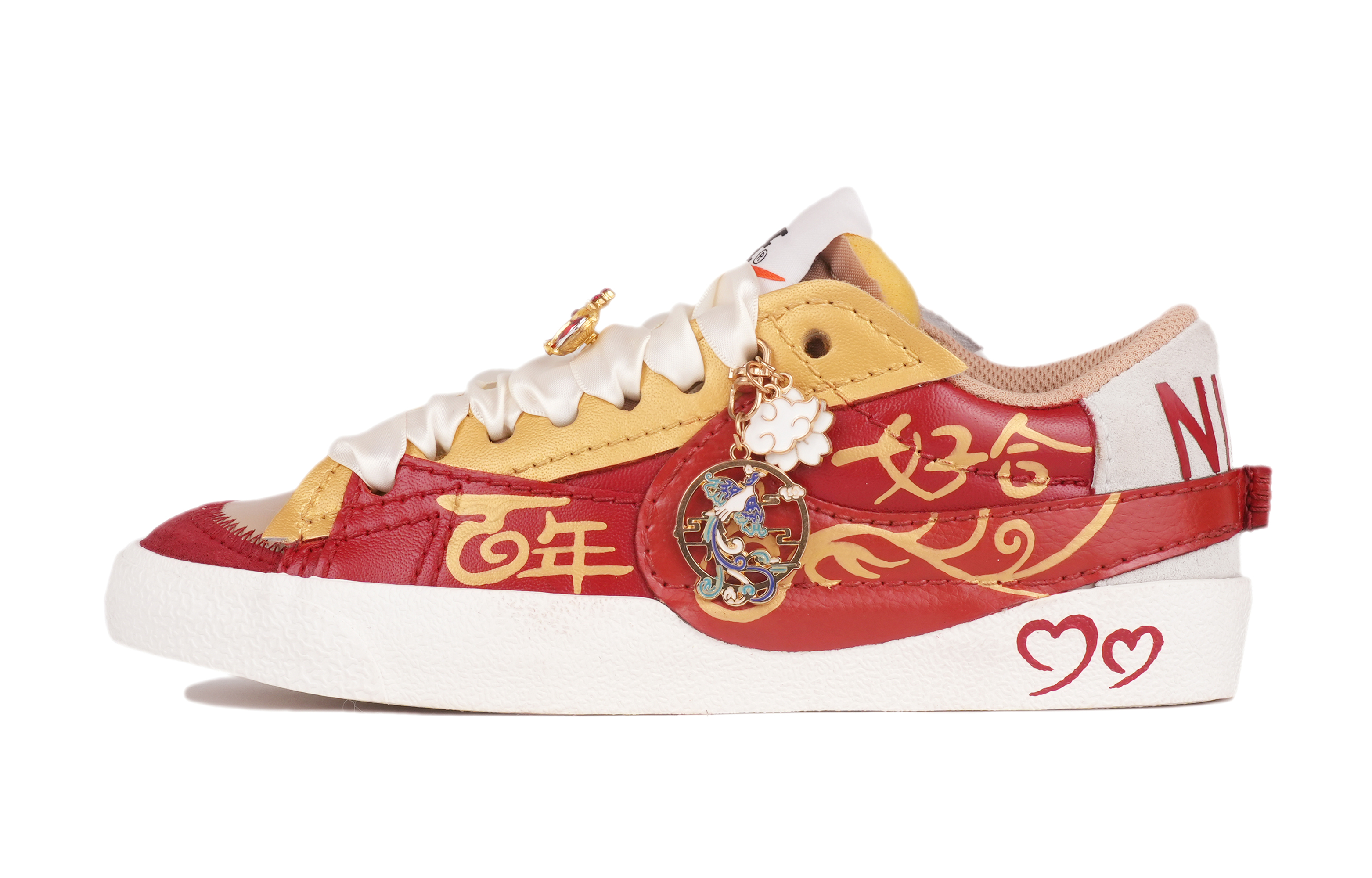 [Custom Shoes] (Women) Nike Blazer Low '77 Jumbo Custom 'Red Gold Wedding' DQ1470-105-486412