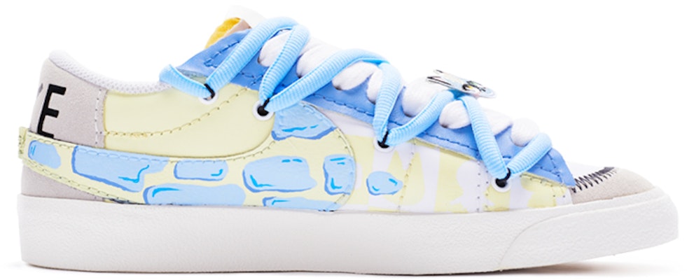 【定製球鞋】Nike Blazer Low 冰裂紋 解構鞋帶 卡通鞋帶扣 手繪噴繪 低幫 板鞋 女款 藍白 Order 【定製球鞋】Nike Blazer Low 冰裂紋 解構鞋帶 卡通鞋帶扣 手繪噴繪 低幫 板鞋 女款 藍白