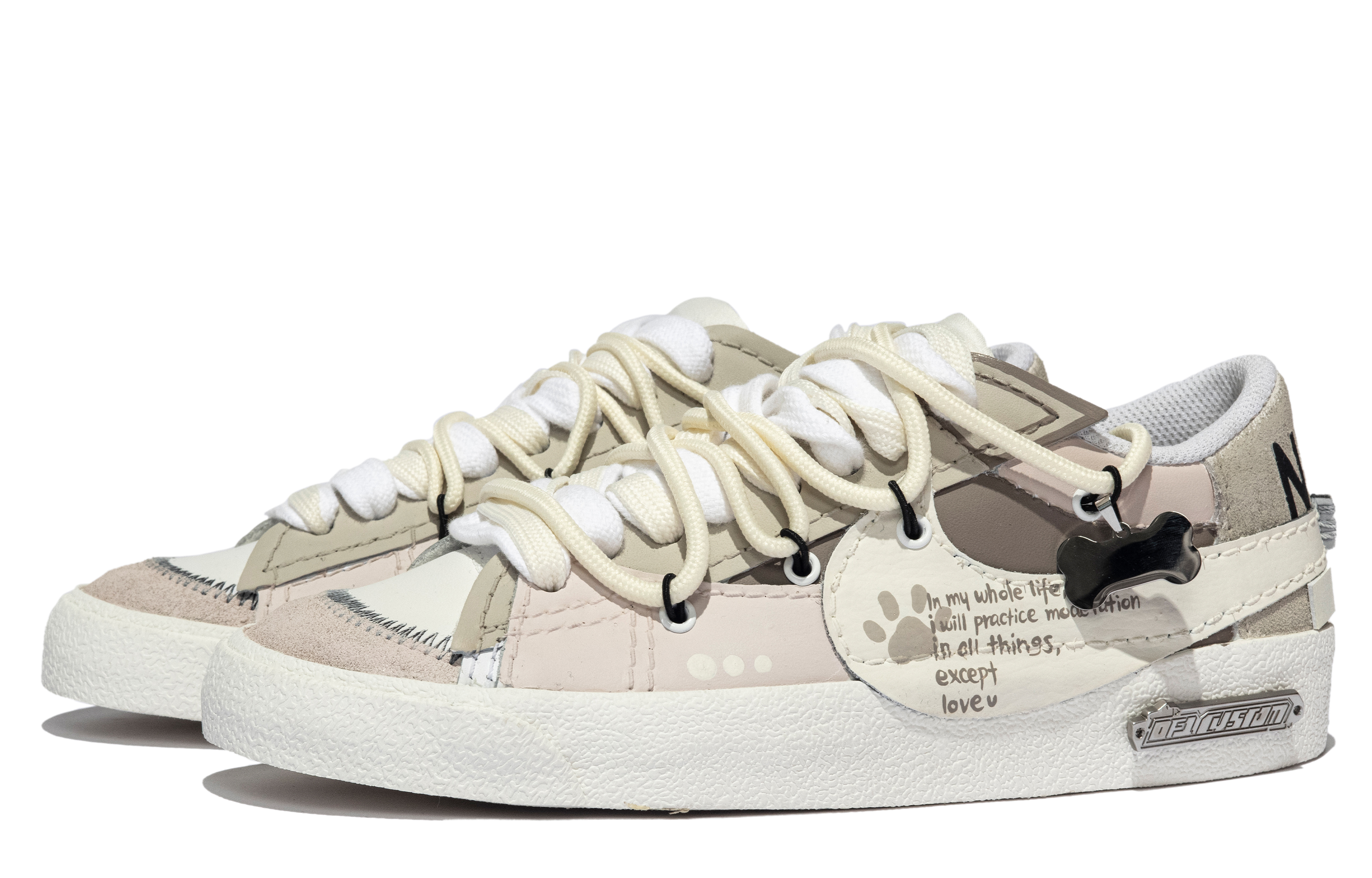 Lookbook 【定制球鞋】 Nike Blazer Low 特殊鞋盒 布丁奶芙 骨頭 爪印 簡約 低幫 板鞋 女款 米白棕粉