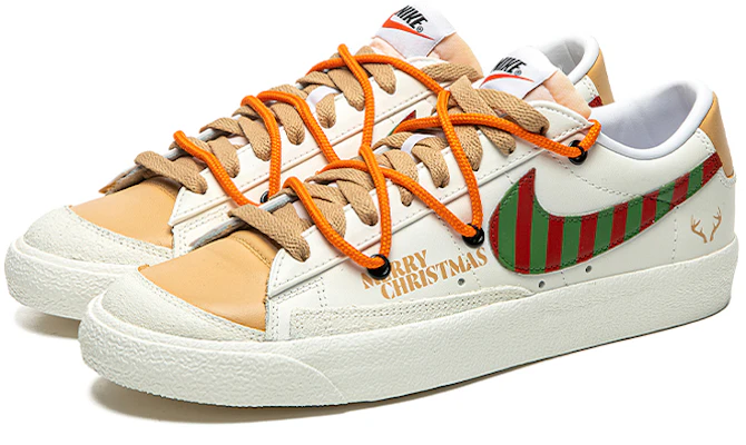 【定制球鞋】Nike Blazer Low 聖誕節主題 鹿角 解構雙鞋帶 低幫 板鞋 女款 米白 Lookbook 【定制球鞋】Nike Blazer Low 聖誕節主題 鹿角 解構雙鞋帶 低幫 板鞋 女款 米白