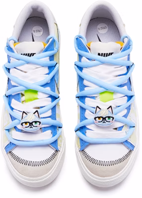 【定制球鞋】Nike Blazer Low 冰裂紋 特殊鞋盒 解構鞋帶 卡通鞋帶扣 手繪噴繪 低幫 板鞋 女款 藍白 Shop 【定制球鞋】Nike Blazer Low 冰裂紋 特殊鞋盒 解構鞋帶 卡通鞋帶扣 手繪噴繪 低幫 板鞋 女款 藍白