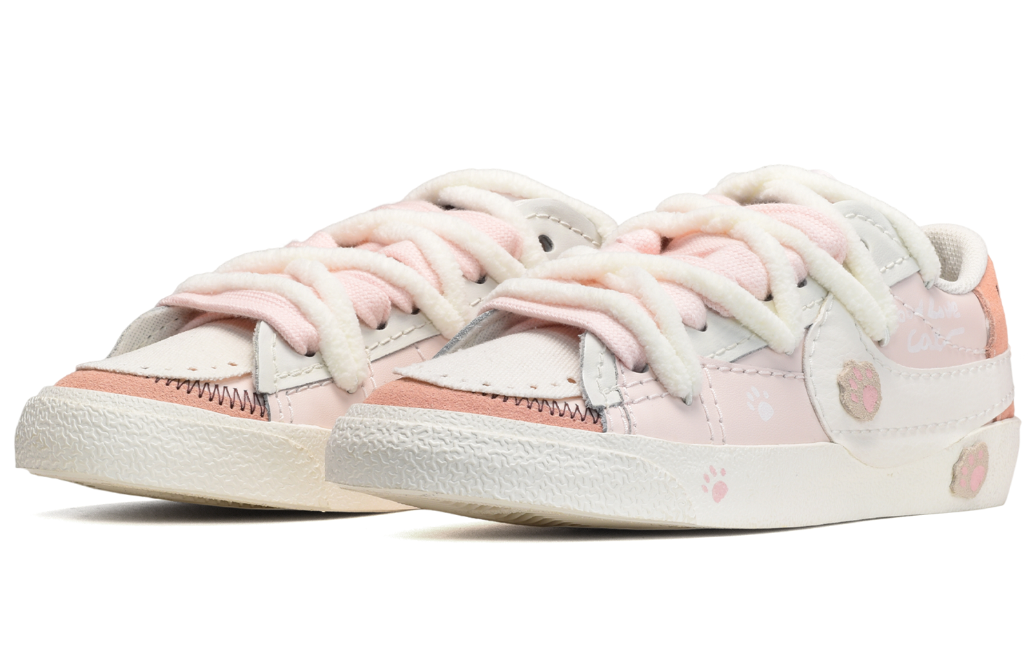 Lookbook (W) [Kasut Custom] Nike Blazer Low 'Pink Lemonade Tapak Kucing' DQ1470-601(TeamE-女款猫咪肉垫黑白粉)