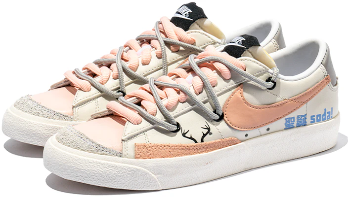 【定制球鞋】 Nike Blazer Low 野鶴製造 解構雙鞋帶 麋鹿 聖誕限定版 休閒運動 低幫 板鞋 女款 白粉 聖誕限定版 Lookbook 【定制球鞋】 Nike Blazer Low 野鶴製造 解構雙鞋帶 麋鹿 聖誕限定版 休閒運動 低幫 板鞋 女款 白粉 聖誕限定版