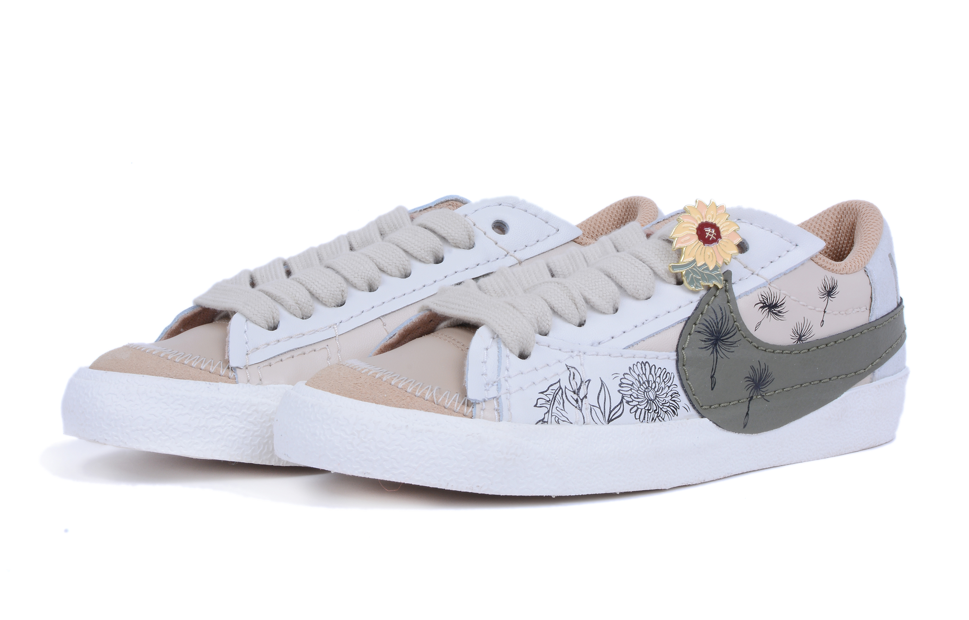 Lookbook (W) [Sepatu Kustom] Nike Blazer Low 'Kuning Hijau Putih' DQ1470-105(Team42-蒲公英女款白绿黑)