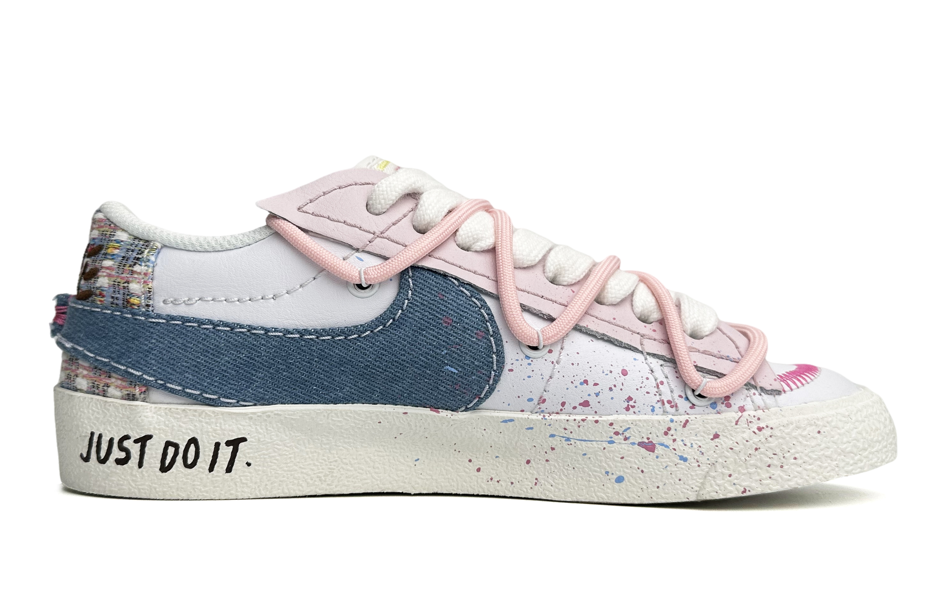 Order (W) [Sepatu Custom] Nike Blazer Low Jumbo 'Pink Pastel-Biru' FJ7741-141(Team87-小香风女款粉蓝)