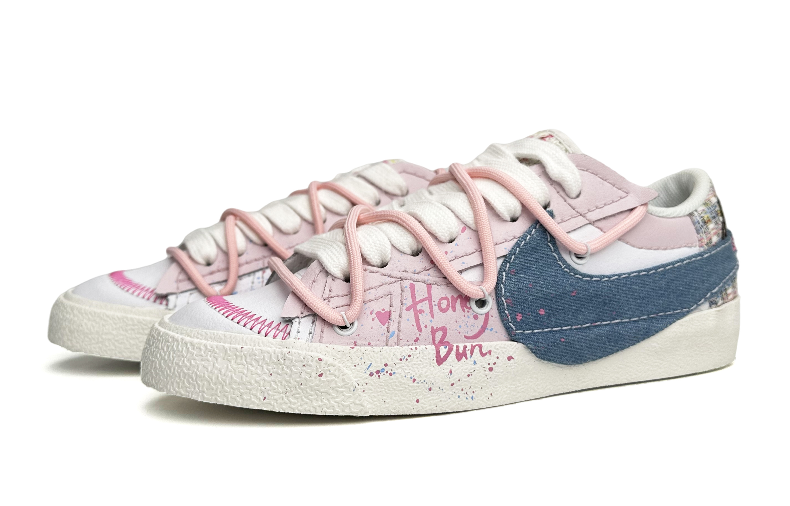 Lookbook (W) [Sepatu Custom] Nike Blazer Low Jumbo 'Pink Pastel-Biru' FJ7741-141(Team87-小香风女款粉蓝)