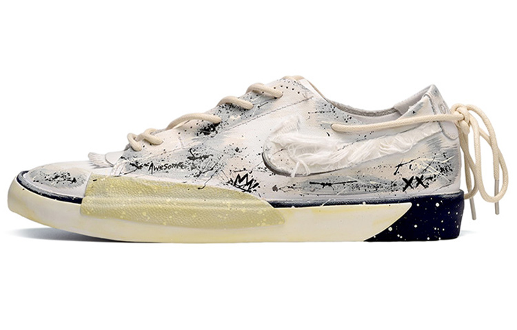 Buy (W) [カスタムシューズ] ナイキ ブレザー ロー スリップ 'ブルー ボイド スプラッシュ-アーティスト スクラッチオフ' レディース CW2619-141(TeamE-女款泼墨艺术家黑白灰)