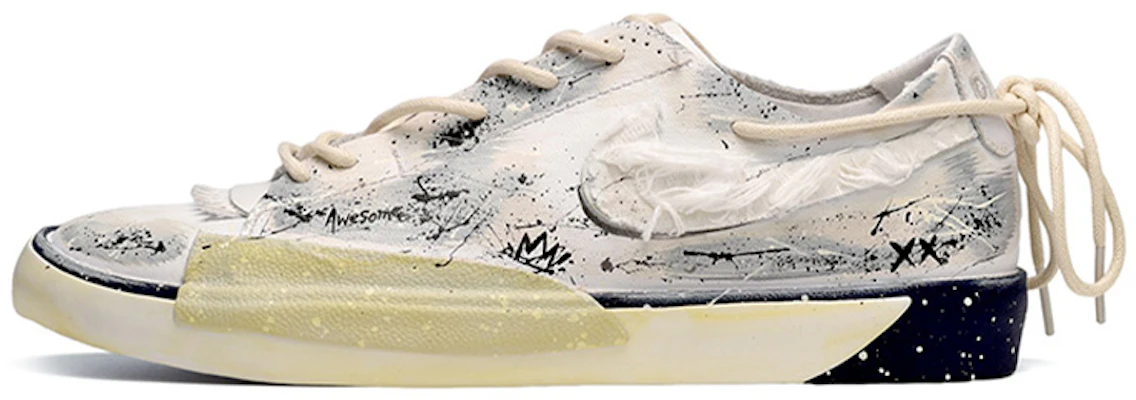 【定制球鞋】 Nike Blazer Low Slip Blue Void 泼墨藝術家 刮刮樂 低幫 板鞋 女款 黑白灰 Buy 【定制球鞋】 Nike Blazer Low Slip Blue Void 泼墨藝術家 刮刮樂 低幫 板鞋 女款 黑白灰