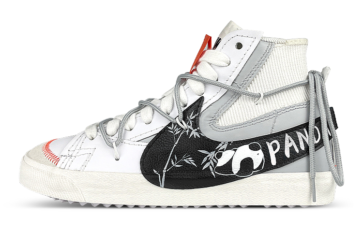 Buy 【訂製球鞋】Nike Blazer Mid '77 Jumbo 熊貓 國風 竹子 解構 筆刷 塗鴉 中筒 板鞋 女款 白黑灰