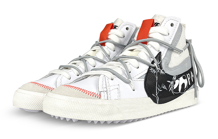 Lookbook 【訂製球鞋】Nike Blazer Mid '77 Jumbo 熊貓 國風 竹子 解構 筆刷 塗鴉 中筒 板鞋 女款 白黑灰
