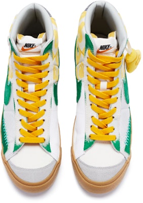 【定制球鞋】 Nike Blazer Mid '77 LX 趣味貼紙 手繪噴繪 低幫 板鞋 女款 黃綠白 Shop 【定制球鞋】 Nike Blazer Mid '77 LX 趣味貼紙 手繪噴繪 低幫 板鞋 女款 黃綠白
