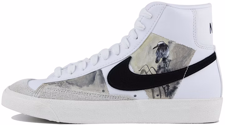 【定制球鞋】Nike Blazer Mid '77 Vintage 國風 眷鳥 耐磨 中幫 板鞋 女款 白黑 Buy 【定制球鞋】Nike Blazer Mid '77 Vintage 國風 眷鳥 耐磨 中幫 板鞋 女款 白黑