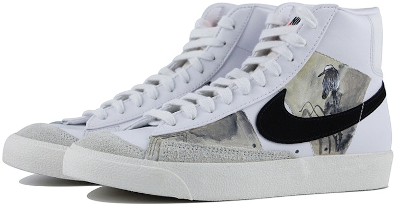 【定制球鞋】Nike Blazer Mid '77 Vintage 國風 眷鳥 耐磨 中幫 板鞋 女款 白黑 Lookbook 【定制球鞋】Nike Blazer Mid '77 Vintage 國風 眷鳥 耐磨 中幫 板鞋 女款 白黑