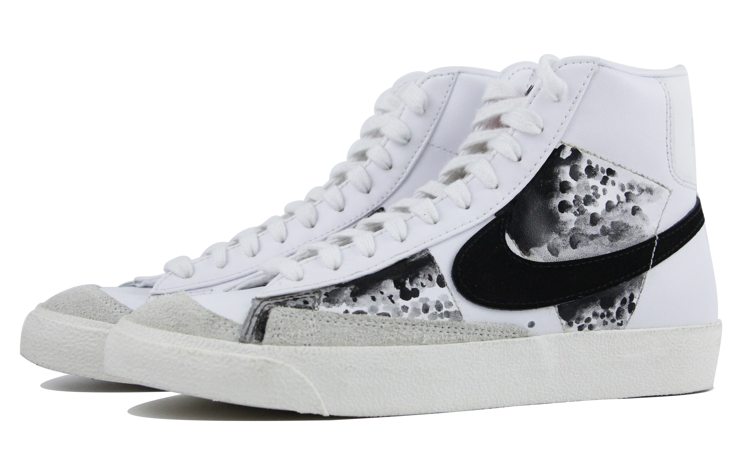 Lookbook (W) [Zapatos Personalizados] Nike Blazer Mid 'Negro Blanco' CZ1055-100(Team39-AMY61依恋)
