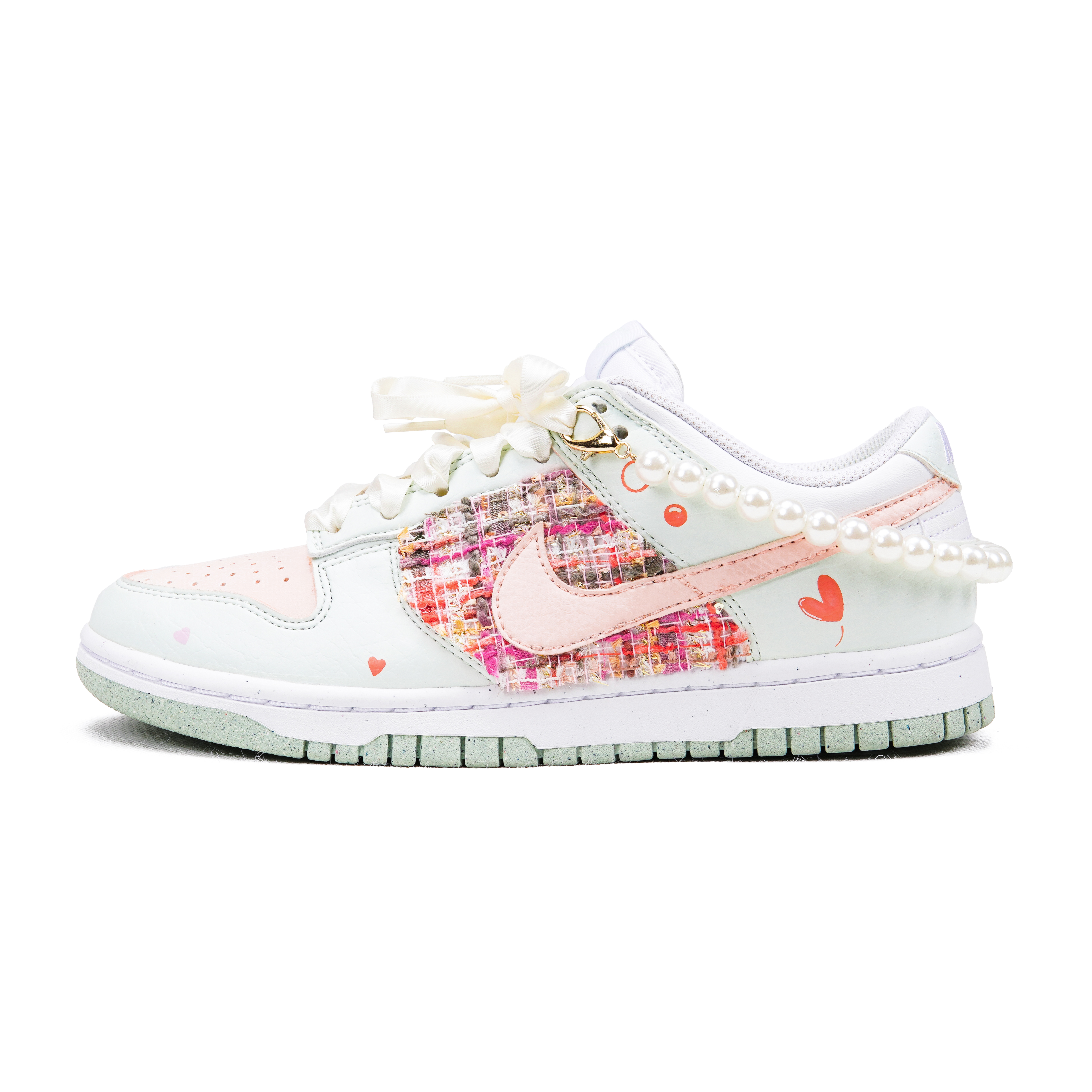 Order 【定制球鞋】Nike Dunk Low 小香風珍珠 茉莉花 夏日感 清爽百搭 低筒 板鞋 女款 淡粉綠