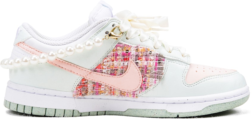 【定制球鞋】Nike Dunk Low 小香風珍珠 茉莉花 夏日感 清爽百搭 低筒 板鞋 女款 淡粉綠 Lookbook 【定制球鞋】Nike Dunk Low 小香風珍珠 茉莉花 夏日感 清爽百搭 低筒 板鞋 女款 淡粉綠