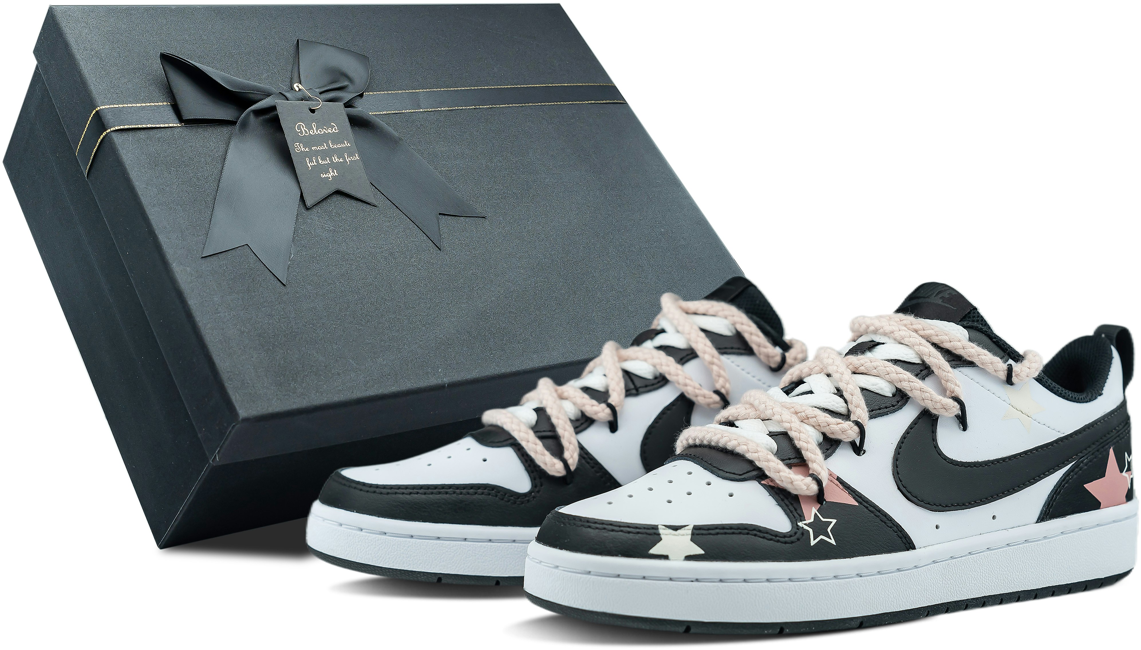 custom-shoes-women-nike-court-borough-2-peekaboo-black-pink-bq-5448-115-team